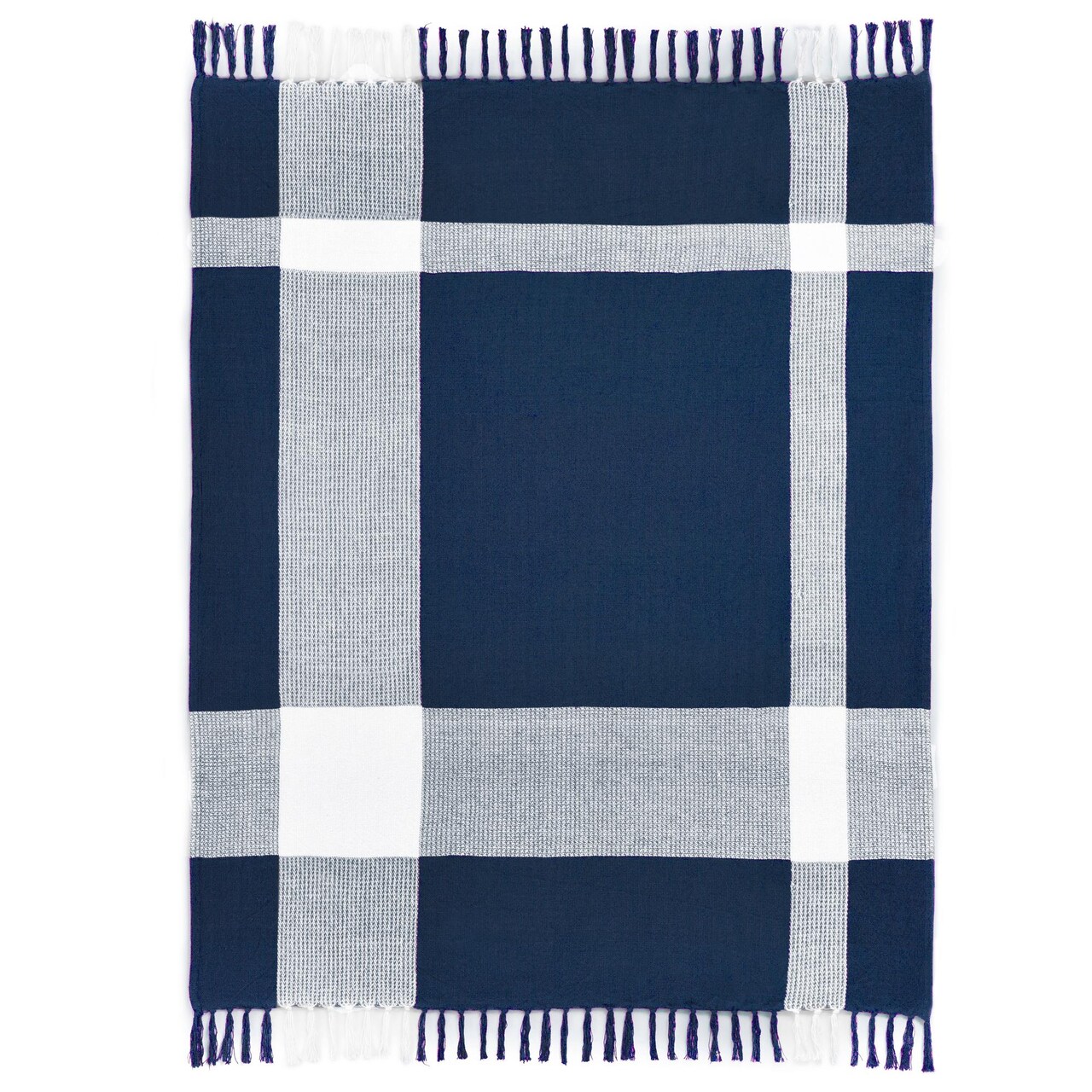 Laddha Home Designs Tartan Plaid Handwoven Throw Blanket - 50" x 60" - Blue and White